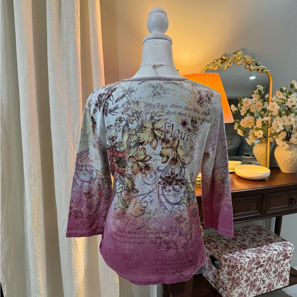 Christopher & Banks Pink Floral Long Sleeve Top - Picture 5 of 7